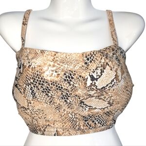 Time and Tru Snake Print Crop Top - Brown and Black